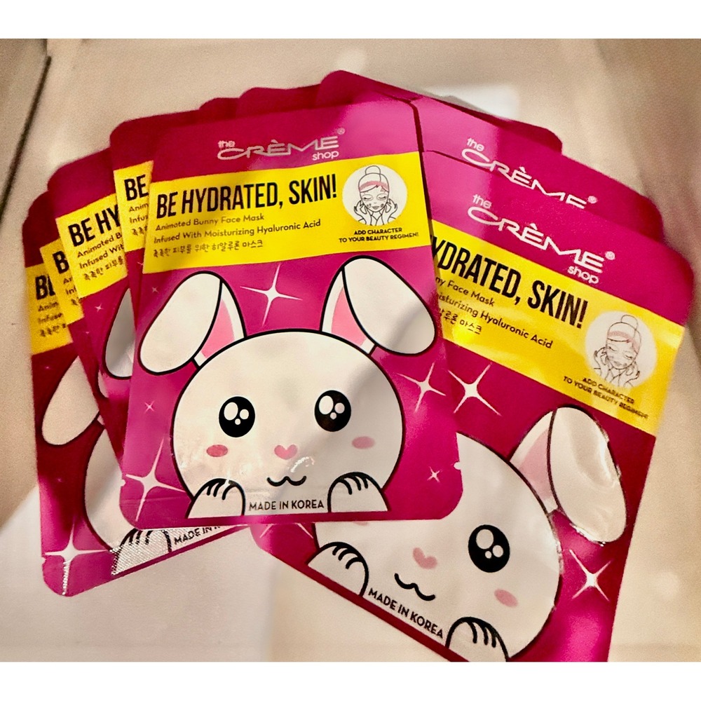 12 Pc The Crème Shop Be Hydrated, Skin! Bunny Hyaluronic Acid Face Masks